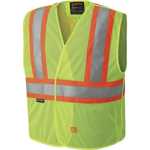 6916A Flame Resistant Safety Vest, High Visibility Lime-Yellow, Medium/Small, Polyester M & M Nord Ouest Inc