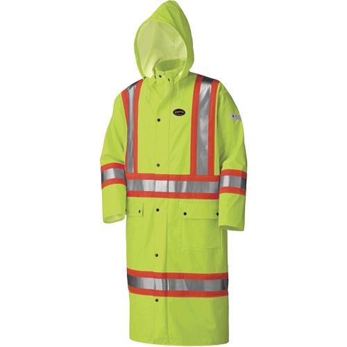 5897 Flame Resistant Waterproof Long Coat, Large, High Visibility Lime-Yellow M & M Nord Ouest Inc