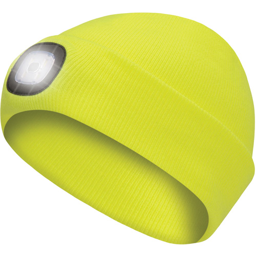 5676 Knit Toque with LED Headlight, Fleece Lining, One Size, High Visibility Yellow M & M Nord Ouest Inc