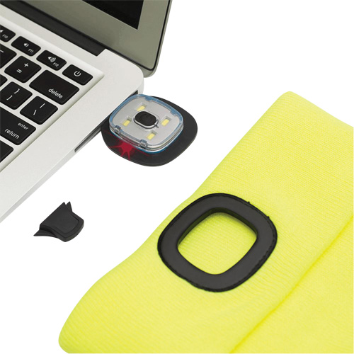 5676 Knit Toque with LED Headlight, Fleece Lining, One Size, High Visibility Yellow M & M Nord Ouest Inc