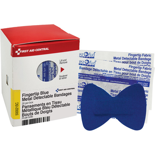 Fingertip Blue Detectable Bandages, Fingertip, Fabric Metal Detectable, Sterile M & M Nord Ouest Inc