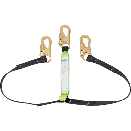 SA-64000-6 Shock Absorbing Lanyard, 6', Snap Hook Center, Snap Hook Leg Ends, Polyester M & M Nord Ouest Inc