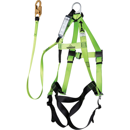 FBH-10000A6440-6 Contractor Series Safety Harness with Shock Absorbing Lanyard, Harness/Lanyard Combo M & M Nord Ouest Inc