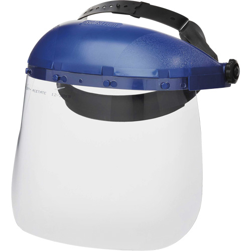 390 Premium Series Single Crown Uncoated Faceshield, Acetate, Ratchet Suspension M & M Nord Ouest Inc