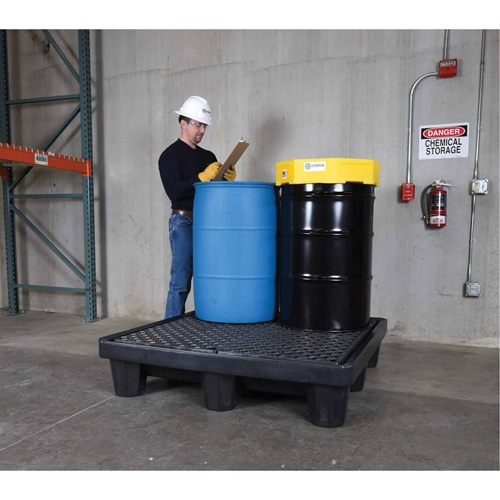 4-Drum Economy Ultra-Spill Pallet&reg;, 66 US gal. Spill Capacity, 53" x 53" x 11.8" M & M Nord Ouest Inc