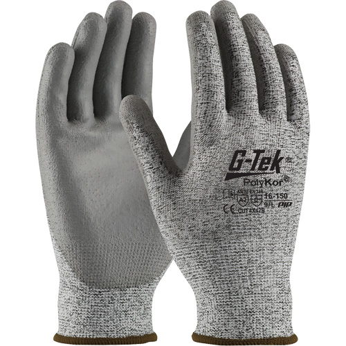 Gants r&eacute;sistants aux coupures G-Tek en tricot sans couture, Taille T-petit, Calibre 13, Rev&ecirc;tement Polyur&eacute;thane, Enveloppe en PolyKor, ASTM ANSI niveau A2/EN 388 niveau B M & M Nord Ouest Inc