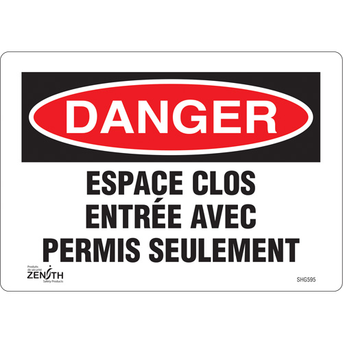 Enseigne  Espace clos , 7" x 10", Vinyle, Français M & M Nord Ouest Inc