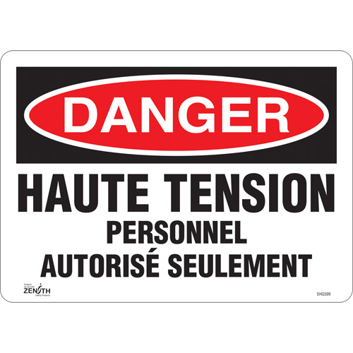 Enseigne  Haute tension , 10" x 14", Vinyle, Français M & M Nord Ouest Inc
