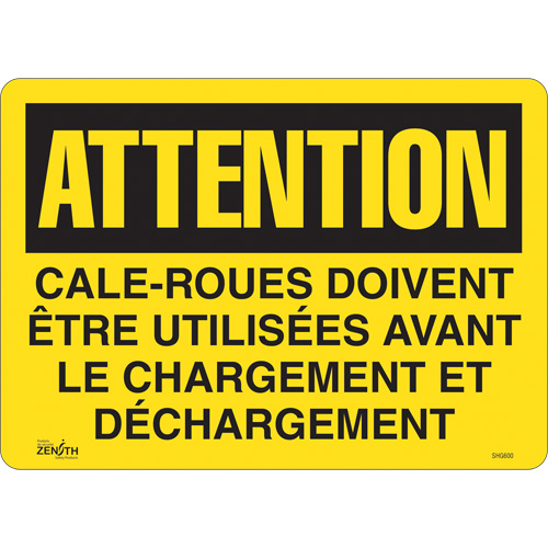 Enseigne  Cale-roues doivent &ecirc;tre utilis&eacute;es , 14" x 10", Vinyle, Français M & M Nord Ouest Inc