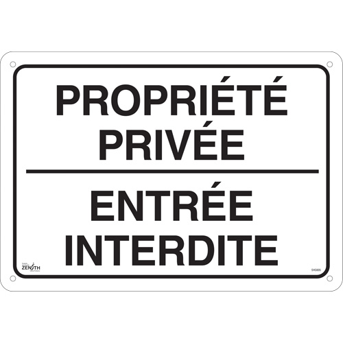 Enseigne  Propri&eacute;t&eacute; priv&eacute;e , 14" x 20", Aluminium, Français M & M Nord Ouest Inc