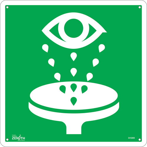 Enseigne de s&eacute;curit&eacute; conforme &agrave; la CSA - Eye Wash, 12" x 12", Aluminium, Pictogramme M & M Nord Ouest Inc