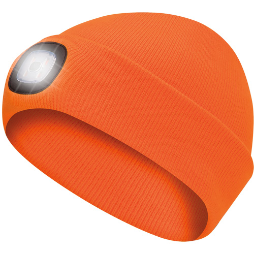 5675 Knit Toque with LED Headlight, Fleece Lining, One Size, High Visibility Orange M & M Nord Ouest Inc