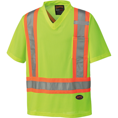 6989 Chandail pour la circulation en micromaille, T-petit, Jaune lime haute visibilit&eacute; M & M Nord Ouest Inc