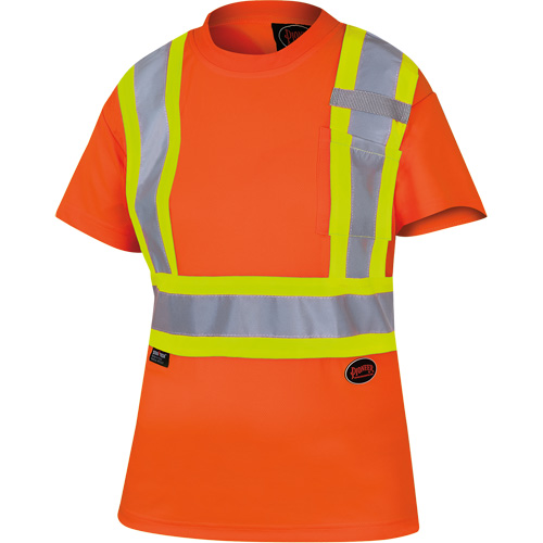 6948 Women's Bird's-Eye Safety T-Shirt, Polyester, X-Small, High Visibility Orange M & M Nord Ouest Inc