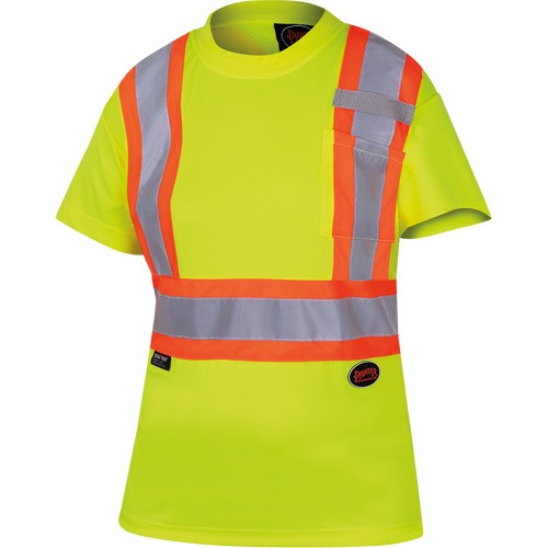 6949 Women's Bird's-Eye Safety T-Shirt, Polyester, X-Small, High Visibility Lime-Yellow M & M Nord Ouest Inc