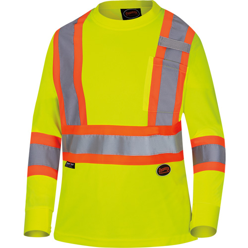 6969 Women's Bird's-Eye Long-Sleeved Safety Shirt, Polyester, X-Small, High Visibility Lime-Yellow M & M Nord Ouest Inc