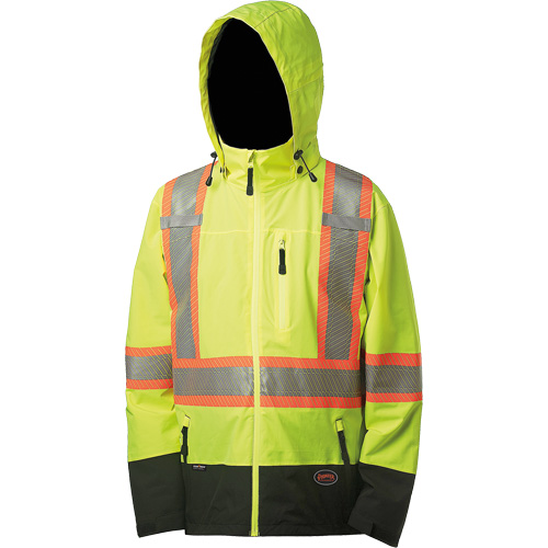 5221 Softshell Waterproof Premium  Safety Jacket, Polyester, High Visibility Lime-Yellow, Small M & M Nord Ouest Inc