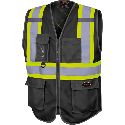 6959BK Tricot High-Visibility Safety Vest with Zipper Closure, Black, X-Small, Polyester M & M Nord Ouest Inc