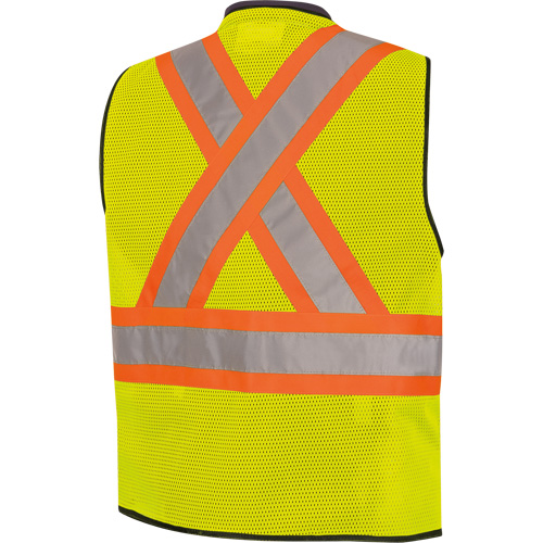 6895 Veste de s&eacute;curit&eacute; haute visibilit&eacute; bicolore avec fermeture &agrave; glissi&egrave;re sur tout le devant, Noir/Jaune lime haute visibilit&eacute;, 2T-Grand/3T-Grand, Polyester M & M Nord Ouest Inc