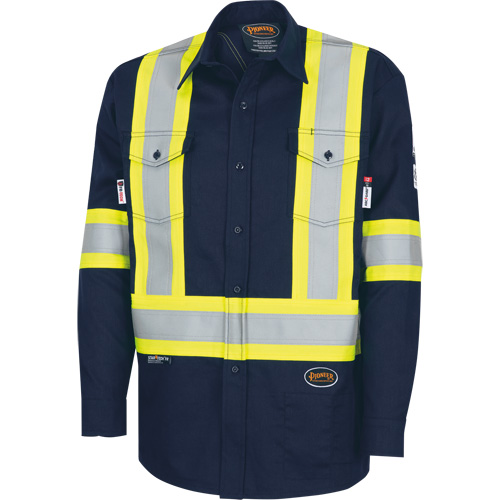 7742SF FR-TECH&reg; High-Visibility 88/12 Arc-Rated Safety Shirt, Small, Navy Blue M & M Nord Ouest Inc