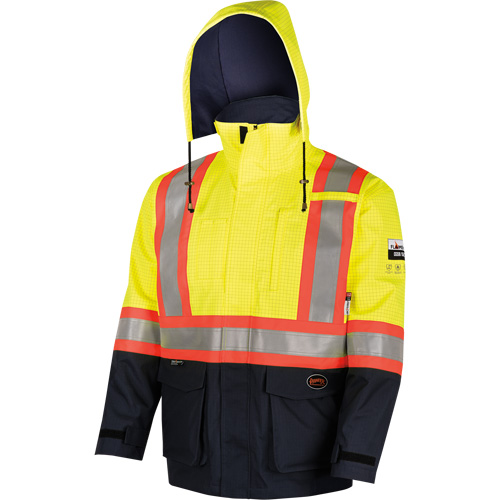 4485 Manteau de s&eacute;curit&eacute; Defender antistatique/ignifuge/anti-arc &eacute;lectrique en trilamin&eacute;, Petit, Noir/Jaune haute visibilit&eacute;, 11 cal/cm² M & M Nord Ouest Inc