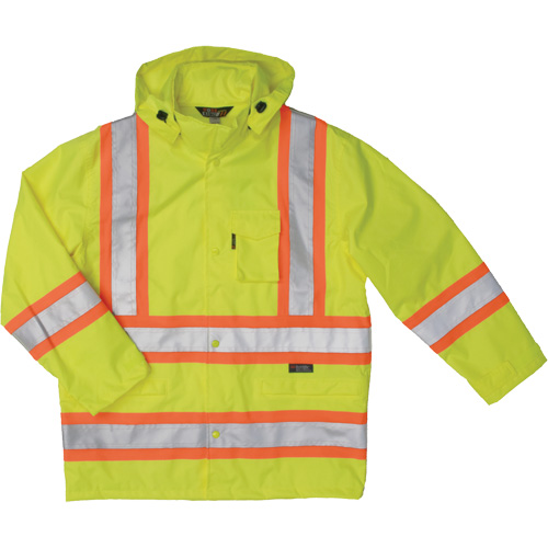 Manteau de s&eacute;curit&eacute; imperm&eacute;able en tissu ind&eacute;chirable Ripstop, Polyester, Petit, Jaune lime haute visibilit&eacute; M & M Nord Ouest Inc