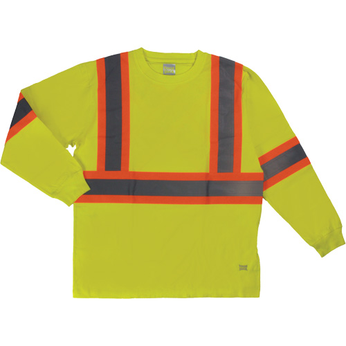 Long Sleeve Safety T-Shirt, Cotton, X-Small, High Visibility Lime-Yellow M & M Nord Ouest Inc