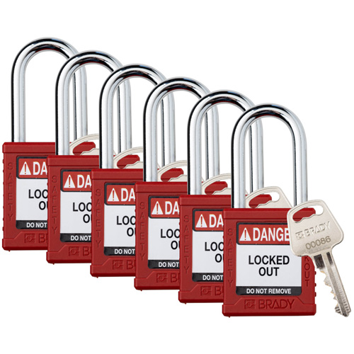 Velocity Lockout Padlocks, Red, Keyed Different, Nylon, 1-1/2" Width M & M Nord Ouest Inc