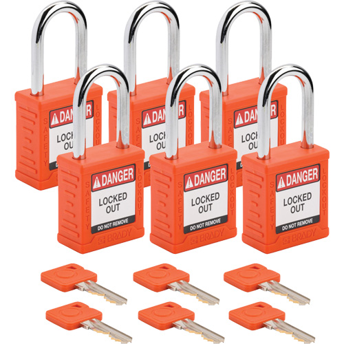 Velocity Lockout Padlocks, Orange, Keyed Different, Nylon, 1-1/2" Width M & M Nord Ouest Inc