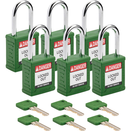 Cadenas de verrouillage Velocity, Vert, Cl&eacute;s diff&eacute;rentes, Nylon, Largeur de 1-1/2" M & M Nord Ouest Inc