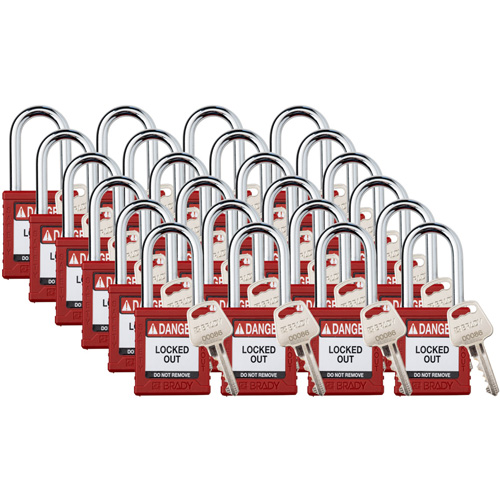 Velocity Lockout Padlocks, Red, Keyed Different, Nylon, 1-1/2" Width M & M Nord Ouest Inc