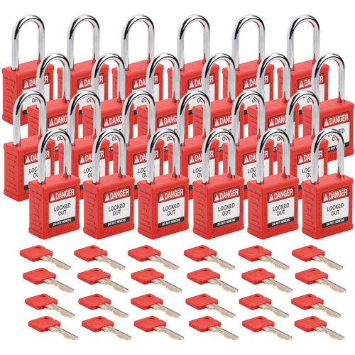 Cadenas de verrouillage Velocity, Rouge, Cl&eacute;s identiques, Nylon, Largeur de 1-1/2" M & M Nord Ouest Inc