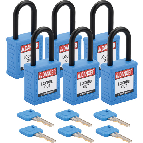 Velocity Lockout Padlocks, Blue, Keyed Different, Nylon, 1-1/2" Width M & M Nord Ouest Inc