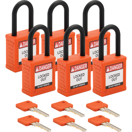 Velocity Lockout Padlocks, Orange, Keyed Different, Nylon, 1-1/2" Width M & M Nord Ouest Inc