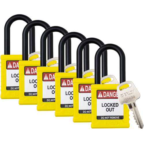 Velocity Lockout Padlocks, Yellow, Keyed Alike, Nylon, 1-1/2" Width M & M Nord Ouest Inc