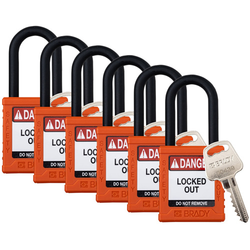 Velocity Lockout Padlocks, Orange, Keyed Alike, Nylon, 1-1/2" Width M & M Nord Ouest Inc