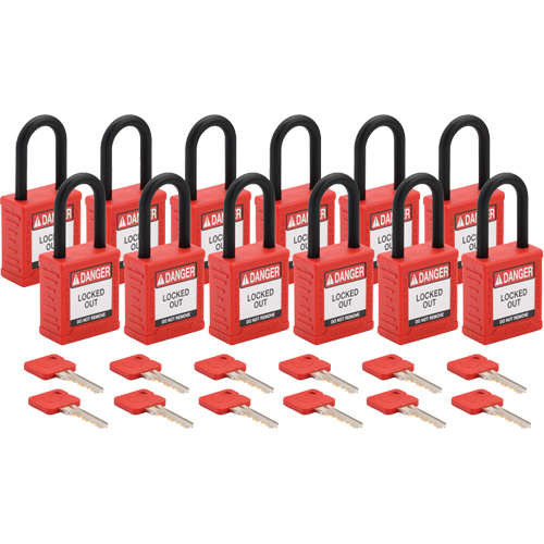 Velocity Lockout Padlocks, Red, Keyed Different, Nylon, 1-1/2" Width M & M Nord Ouest Inc