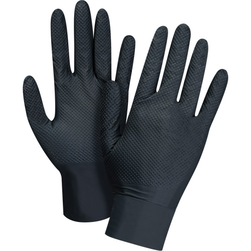 Gants d'examen de poids lourd &agrave; prise tactile, Petit, Nitrile, 8 mils, Sans poudre, Noir M & M Nord Ouest Inc