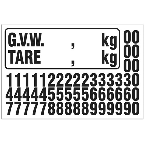 Trousse de num&eacute;rotation de la masse brute du v&eacute;hicule (MBV) pour camion, Num&eacute;ros/lettres/ponctuation assortis, Noir M & M Nord Ouest Inc
