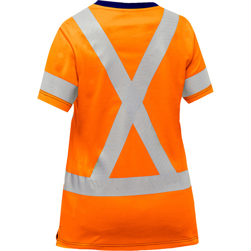 Chemise &agrave; manches courtes et X au dos Bisley pour femmes, Poly-coton, Petit, Orange haute visibilit&eacute; M & M Nord Ouest Inc