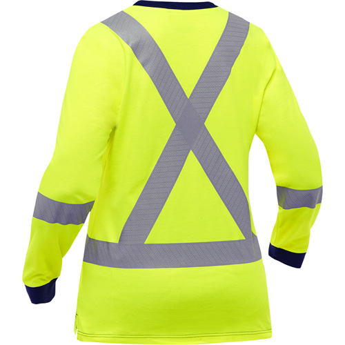 Chemise &agrave; manches longues et X au dos Bisley pour femmes, Poly-coton, Petit, Jaune lime haute visibilit&eacute; M & M Nord Ouest Inc