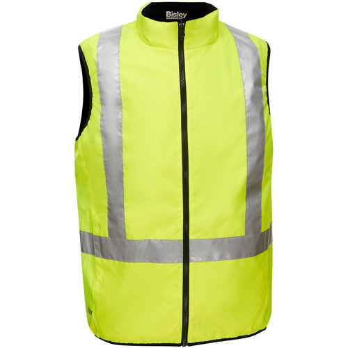 Bisley&reg; X-Back Reversible Puffer Vest, High Visibility Lime-Yellow, 4X-Large, Polyester M & M Nord Ouest Inc