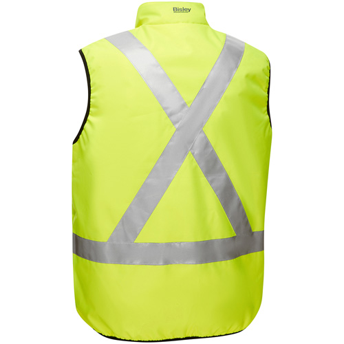 Bisley&reg; X-Back Reversible Puffer Vest, High Visibility Lime-Yellow, 4X-Large, Polyester M & M Nord Ouest Inc