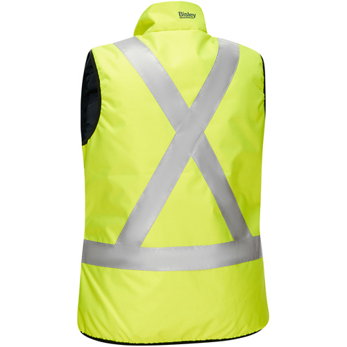 Bisley&reg; X-Back Women's Contoured Reversible Puffer Vest, High Visibility Lime-Yellow, Medium, Polyester M & M Nord Ouest Inc