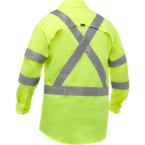 Chemise de travail &agrave; manches longues et X au dos Bisley avec X-Airflow, Poly-coton, Petit, Jaune lime haute visibilit&eacute; M & M Nord Ouest Inc