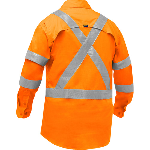 Chemise de travail &agrave; manches longues et X au dos Bisley avec X-Airflow, Poly-coton, Petit, Orange haute visibilit&eacute; M & M Nord Ouest Inc