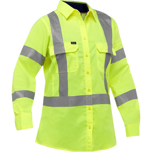 Chemise de travail &agrave; manches longues et X au dos Bisley avec X-Airflow pour femmes, Poly-coton, Petit, Jaune lime haute visibilit&eacute; M & M Nord Ouest Inc