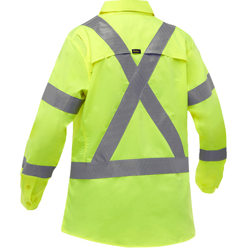 Chemise de travail &agrave; manches longues et X au dos Bisley avec X-Airflow pour femmes, Poly-coton, Petit, Jaune lime haute visibilit&eacute; M & M Nord Ouest Inc