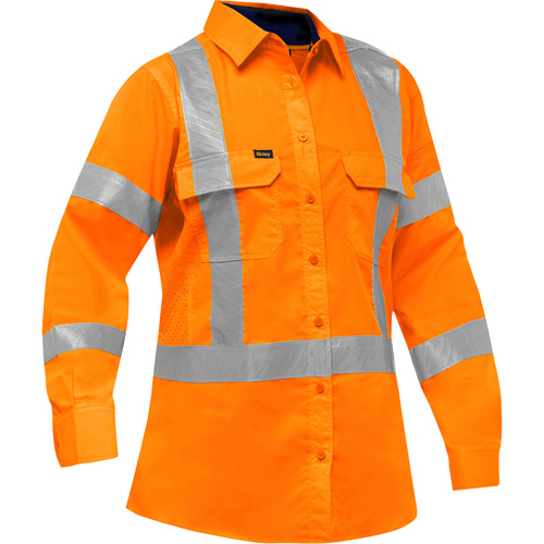 Chemise de travail &agrave; manches longues et X au dos Bisley avec X-Airflow pour femmes, Poly-coton, Petit, Orange haute visibilit&eacute; M & M Nord Ouest Inc