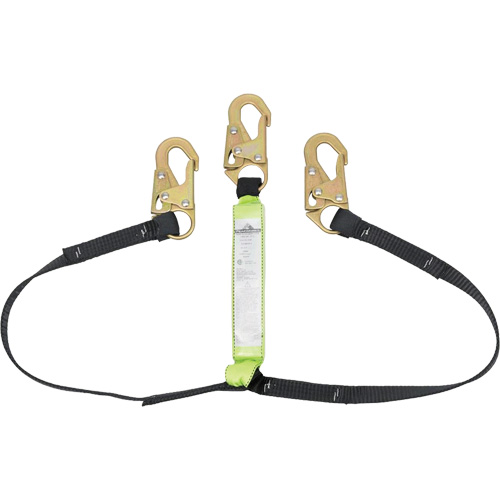 SA-64000-4 Shock Absorbing Lanyard, 4', Snap Hook Center, Snap Hook Leg Ends, Polyester M & M Nord Ouest Inc